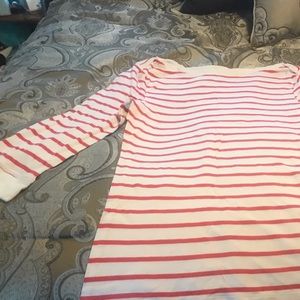 Old Navy XLT boat neck shirt white w/ pink stripes